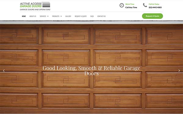 Active Access Garage Doors website designed by Localsearch