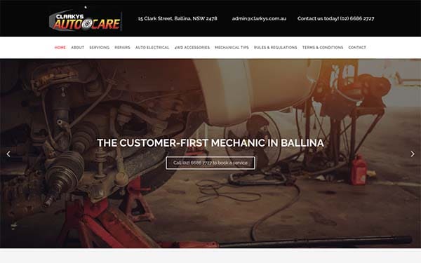 Clarkys Autocare website created by Localsearch