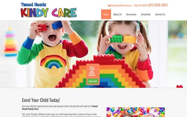 Tweed Heads Kindy Care website created by Localsearch