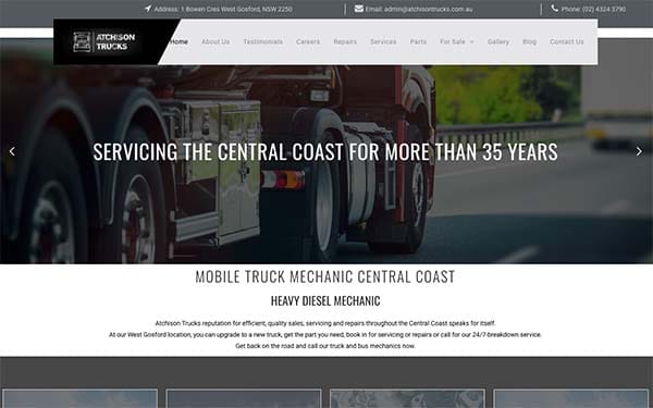 Atchison Trucks website designed by Localsearch