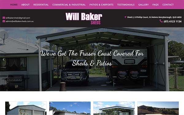 Will Baker Sheds website created by Localsearch