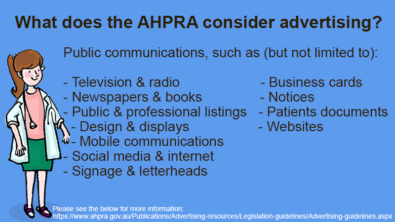 What does the AHPRA consider advertising