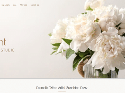 On Point Cosmetic tattoo website homepage with flowers