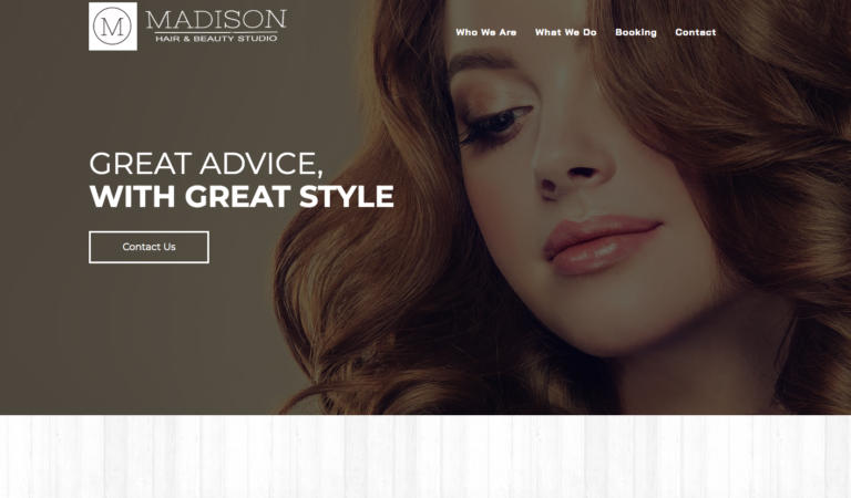 Madison Hair Beauty Studio website page
