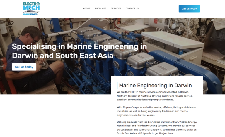 Electro Mech Marine Services Darwin Website page