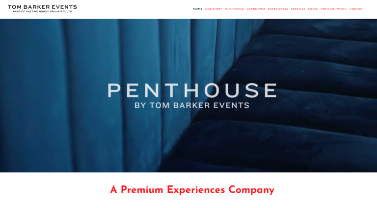 Tom Barker Events website page