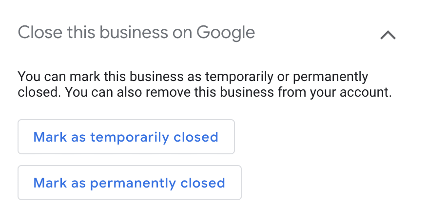 Temporarily close Google My Business