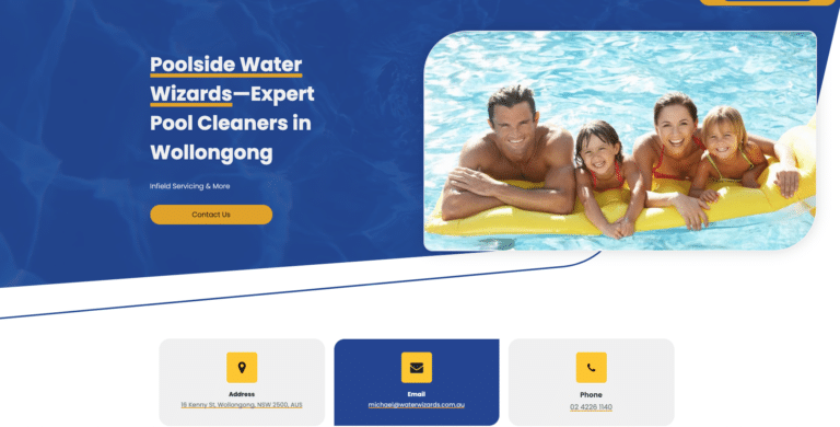 Poolside water wizards wollongong website design