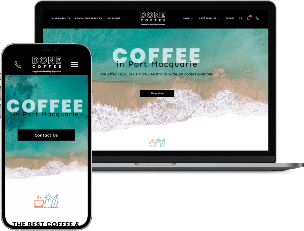 Done coffe port Macquarie website design