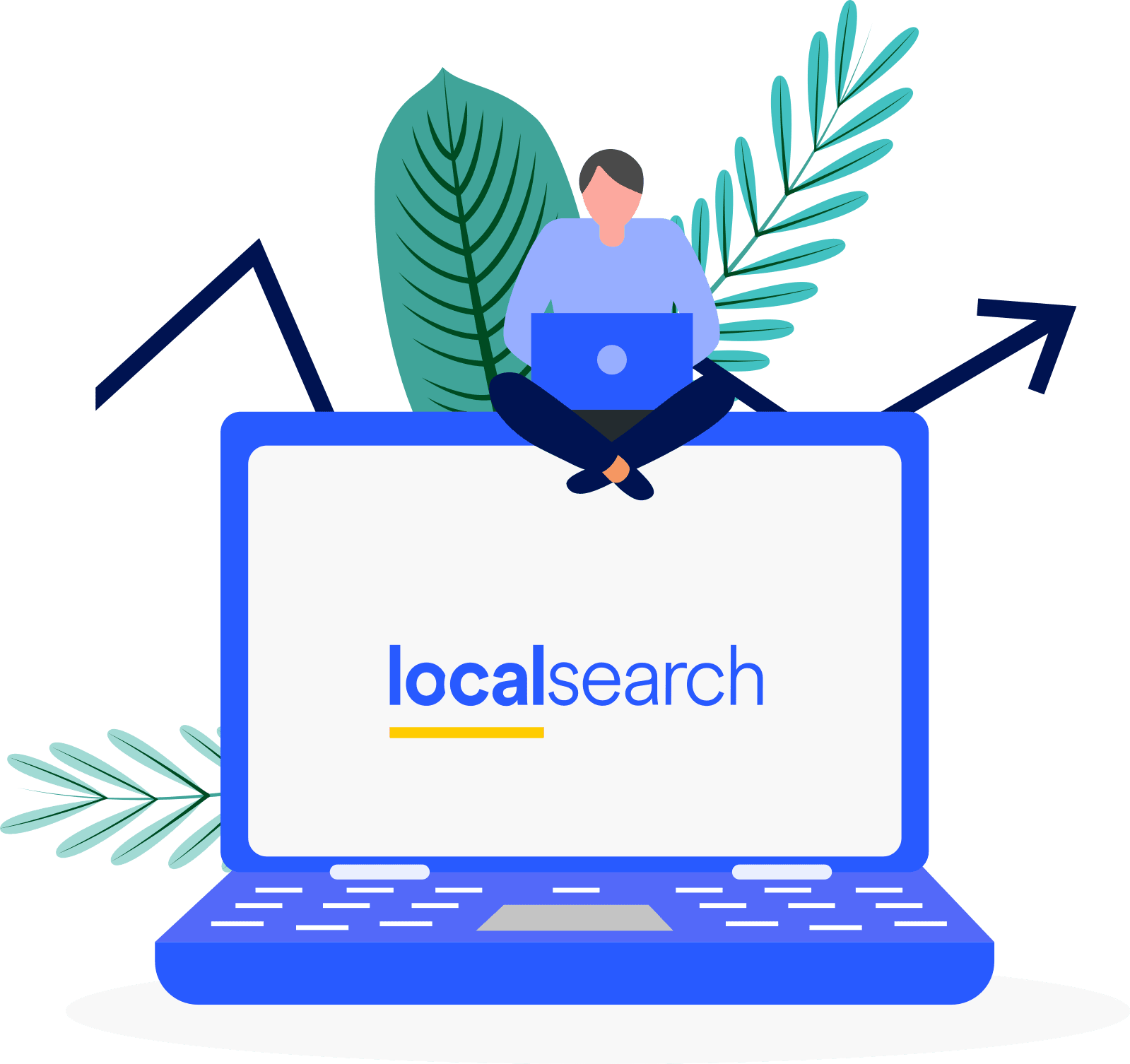 blue laptop Localsearch logo