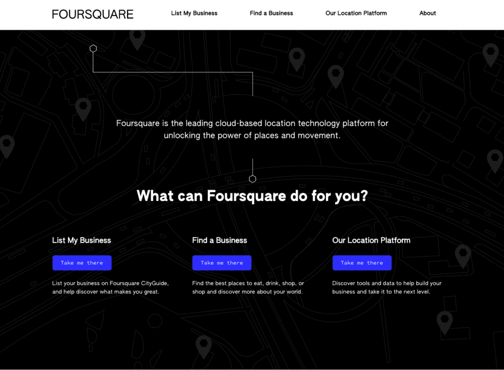 Foursquare Homepage